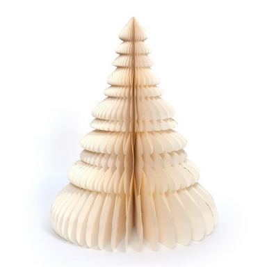 Only Natural papieren kerstboom - Met wit glitters - Wit - 15cm