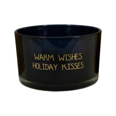 My Flame soja kaars - In glas met "Warm wishes and holiday kisses" - Drie lonten - Zwart