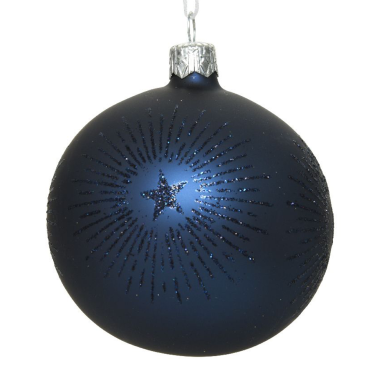 Glazen kerstbal - Met glitter sterren - 8cm