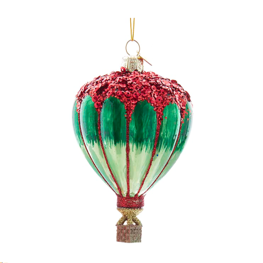 Glazen groene luchtballon kerstbal