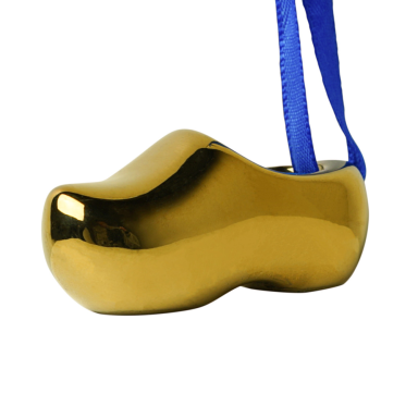 Heinen poceleinen kerstornament - Klomp - Goud