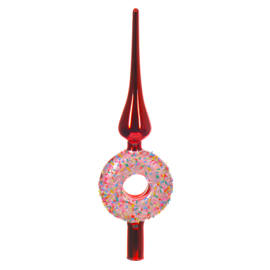 Glazen piek - Met donut - Rood - 29cm