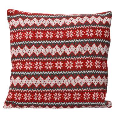 Polyester kussen - Met kerstpatroon - Rood en wit
