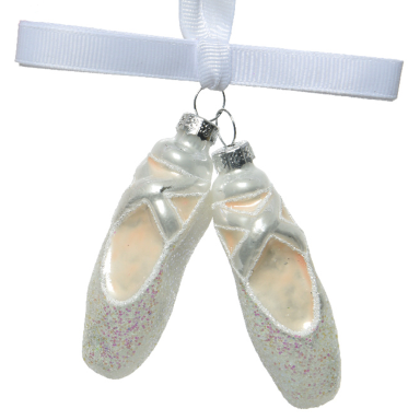 Glazen kerstornament - Ballet schoenen - Wit