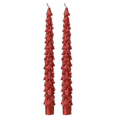 Dinerkaars - Kerstboom - Rood - Set van 2