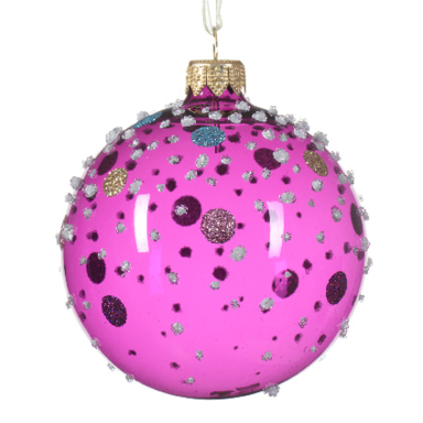 Decoris kerstbal - Met glitters - 8cm