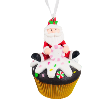 Kurt Adler kerstornament - Cupcake met kerstman