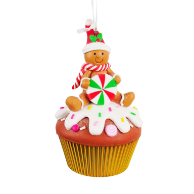 Kurt Adler kerstornament - Cupcake met gingerbread poppetje