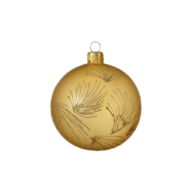 Glazen gouden kerstbal met veren van glitter
