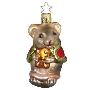 Inge Glas kerstornament - Kerstmuis met cape