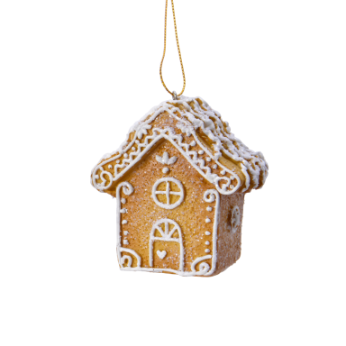 Kerstornament - Gingerbread huis - Met witte versiering