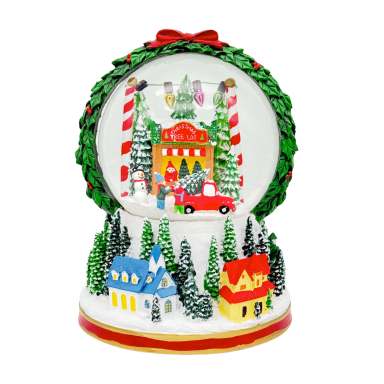 Sneeuwbol - Met kerstdorp en guirlande