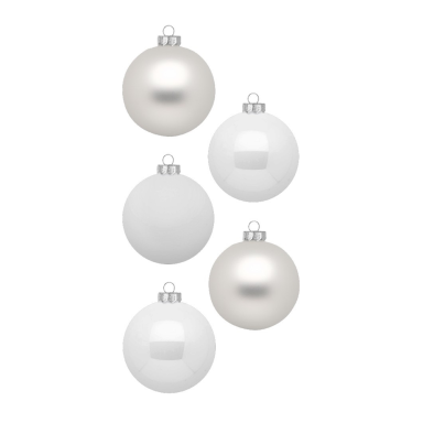 Set van 30 glazen witte kerstballen