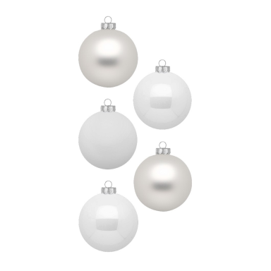 Inge Glas glazen kerstballen - Set van 30 - Wit en zilver - 6cm