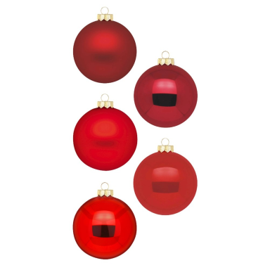 Set van 30 glazen rode kerstballen