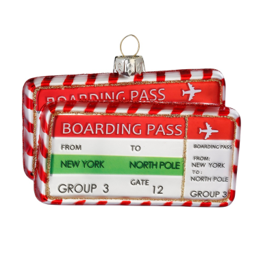 Inge Glas kerstornament - Boarding pass