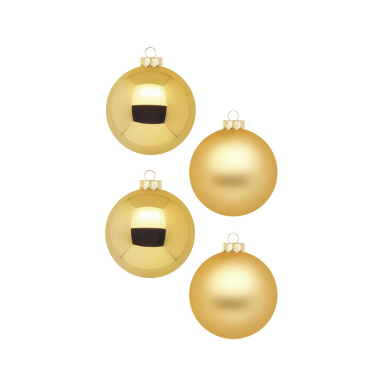 Set van 12 glazen gouden kerstballen
