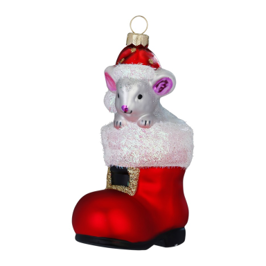 Inge Glas kerstornament - Muis in laars