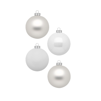 Set van 12 glazen witte kerstballen