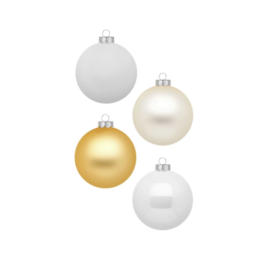 Set van 12 glazen witte en gouden kerstballen