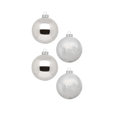Set van 12 glazen zilveren en witte kerstballen