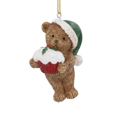 Gisela Graham kerstornament - Beer met kerstmuts