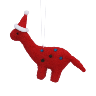 Gisela Graham kerstornament - Dino met kerstmuts