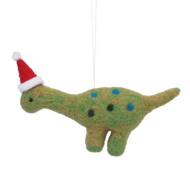Gisela Graham kerstornament - Dino met kerstmuts