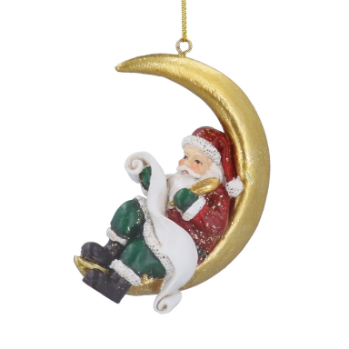 Gisela Graham kerstornament - Maan met kerstman