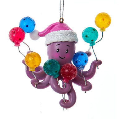 Kurt Adler kerstornament - Octopus met ballonnen