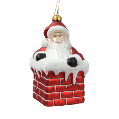 Decoris kerstornament - Kerstman in schoorsteen