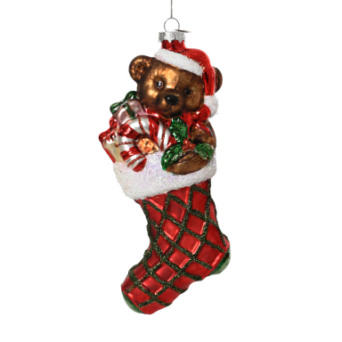 Decoris kerstornament - Beer in kerstsok