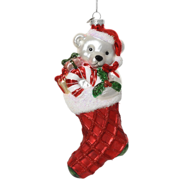Decoris kerstornament - Beer in kerstsok