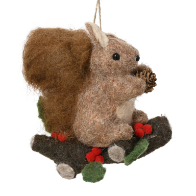 Decoris kerstornament - Eekhoorn op hulsttak
