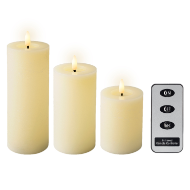 Lumineo LED stompkaarsen - Creme - Set van 3 - Met afstandsbediending