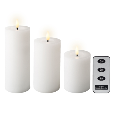 Lumineo LED stompkaarsen - Wit - Set van 3 - Met afstandsbediening