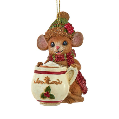 Kurt Adler kerstornament - Muis met mok