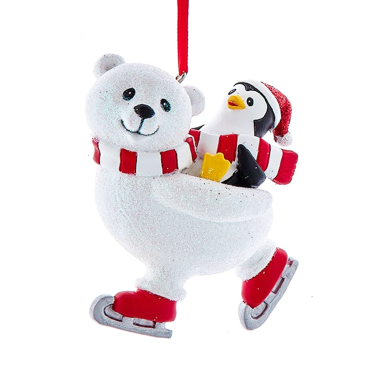 Kurt Adler kerstornament - Ijsbeer met pinguïn