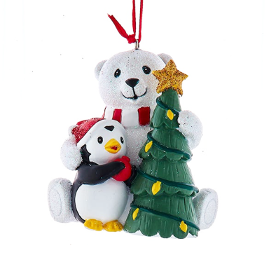 Kurt Adler kerstornament - Ijsbeer met pinguïn