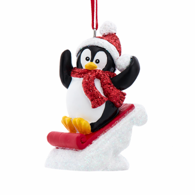 Kurt Adler kerstornament - Pinguïn op slee