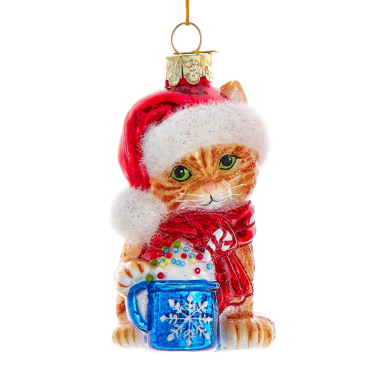 Kurt Adler kerstornament - Kat met chocolademelk