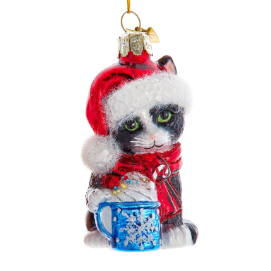 Kurt Adler kerstornament - Kat met chocolademelk
