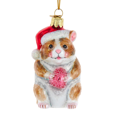 Kurt Adler kerstornament - Hamster met kerstmuts