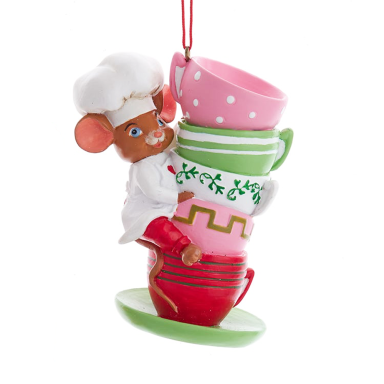 Kurt Adler kerstornament - Muis met kopjes