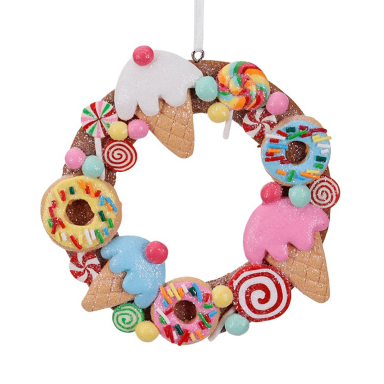 Goodwill kerstornament - Gingerbread krans met snoep