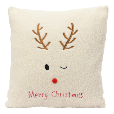 Decoris kerstkussen - Rendier - Merry Christmas