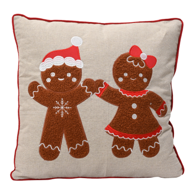 Decoris kerstkussen - Met gingerbread poppetjes