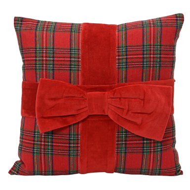 Decoris kerstornament - Met strik - Tartan