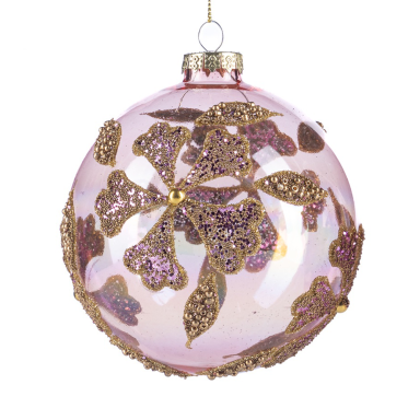 Goodwill kerstbal - Met bloemen - 10cm