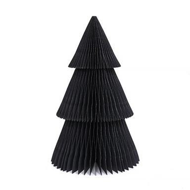 Papieren kerstboom van 30cm met zwarte glitters